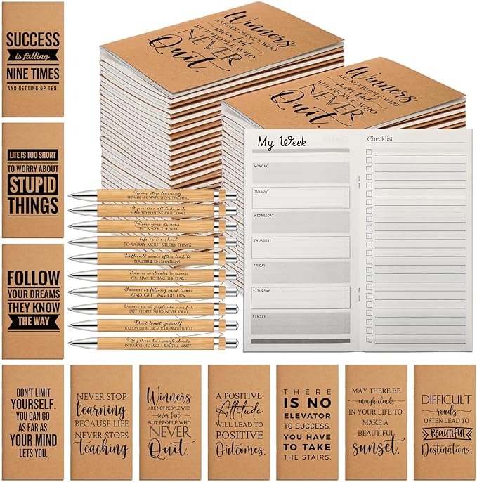 Spakon 20 Set Teacher Appreciation Gifts Bulk Small Planners 2026-2027 Pocket Weekly Planner with Pen Mini Daily Journal to Do List Notepad for Nurse Student Volunteer Employee Coworker (Kraft Color)