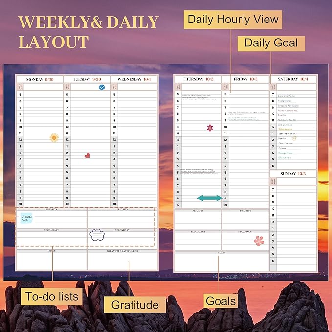 CAGIE 15 Month Planner Oct 2025-Dec 2026 Hourly Daily 2025-2026 Weekly Monthly Planners for Women 25-26 Day Hardcover Calendar Agenda with Stickers, 8.5 x 11