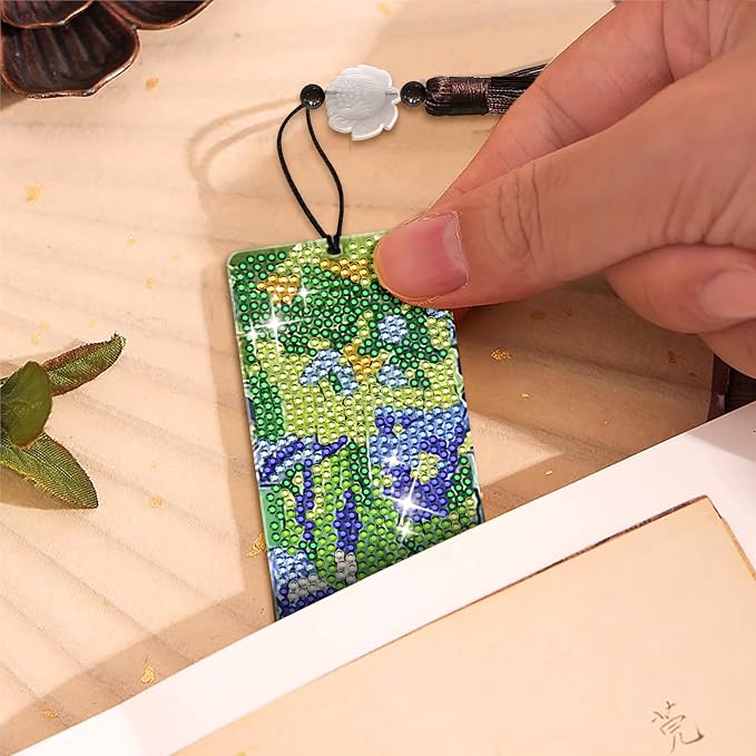 4 PCS Diamond Art Bookmarks Van Gogh Iris, DIY Acrylic Diamond Painting Bookmarks Kits for Adult Reader and Crafts Lovers