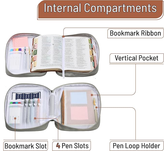 Mr. Pen- Bible Cover Case, Carrying Book Case with Durable Handle and Zippered Pocket, Bible Protective Church Bag for Men & Women, Christian Gifts, Sunlit Garden
