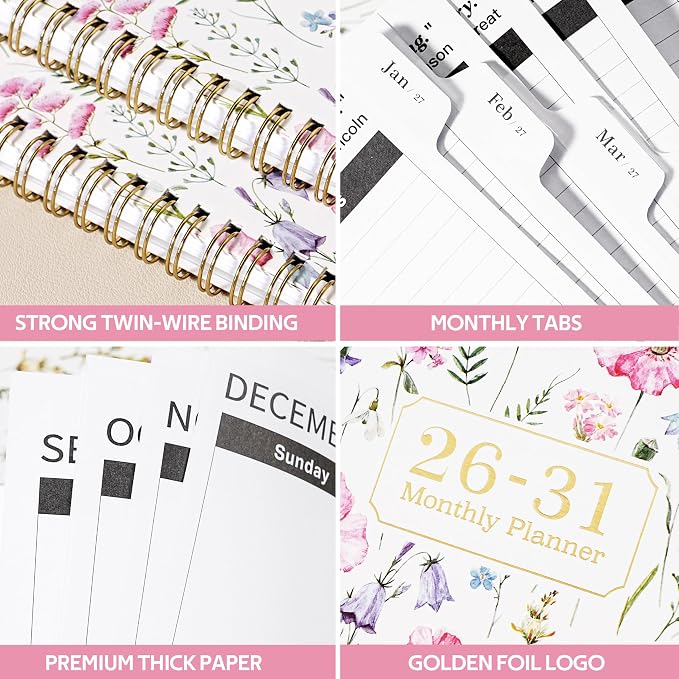 2026-2031 Monthly Planner/Calendar - 5 Year Planner 2026-2031, Jul. 2026 - Jun. 2031, 9'' x 11'', with Coated Tabs, Inner Pocket