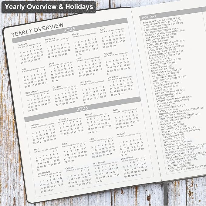 2025-2026 Planner - July 2025 - June 2026, Planner 2025-2026 Daily Weekly and Monthly, 8.5" x 11", Pen Holder, Calendar Stickers, Pocket, 25 Notes Pages, Faux Leather Cover, A4 Premium Paper -Gray
