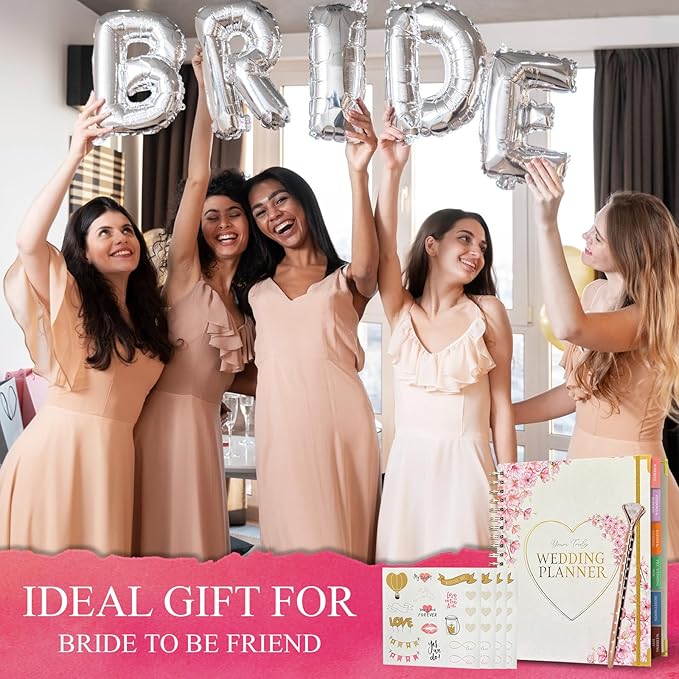 3 Pieces Wedding Planner Wedding Planner Book with Rose Gold Pen and Stickers 9.5 x 11.5 Wedding Book Wedding Gifts Wedding Planning Book and Organizer Bride Book