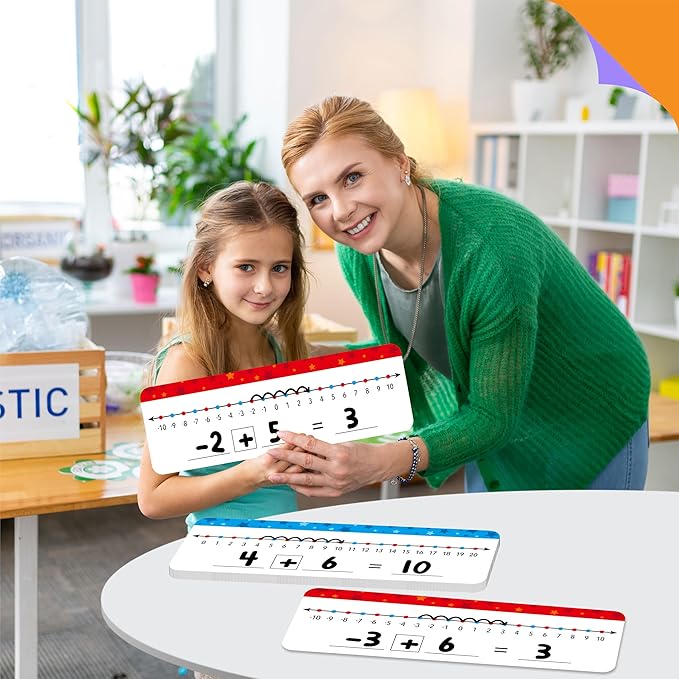 26 Packs Number Line Dry Erase Boards, Double Sided Writable and Erasable Board-0 to 20 on One Side & -10 to10 on Other Side Math White Board for Kids, Students, Classroom and Home (12” x 4”)