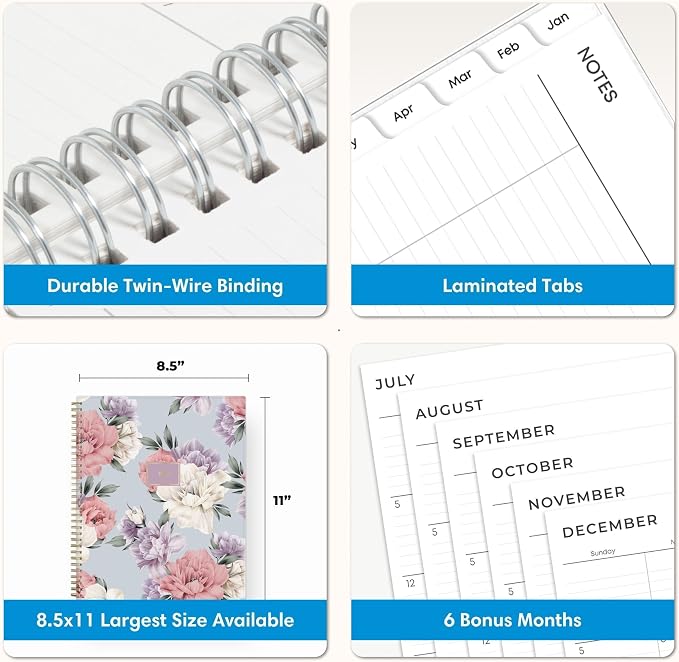 Blue Sky 2027 Weekly and Monthly Planner Calendar, January 2027 - December 2027, 8.5" x 11", Flexible Cover, Laminated Tabs, Durable Twin Wire Binding, Storage Pocket, Tula