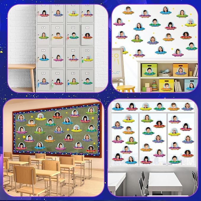 gisgfim 80Pcs Outer Space Cutouts Back to School Decorations Bulletin Board Flying Saucer Ship Paper Cut-Out Classroom Decor for Boy Girl DIY Craft Photo Wall Kindergarten Preschool Party Favor Supply