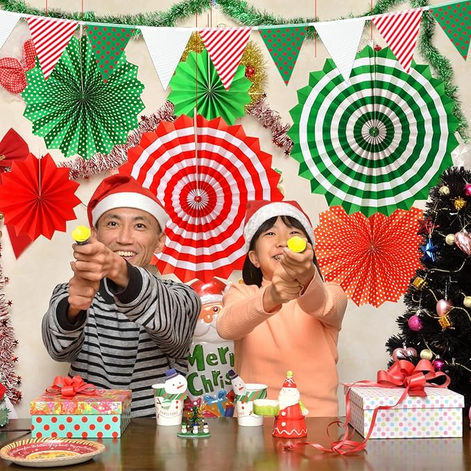 Tenare 8 Pcs Red and White Polka Dot Bulletin Board Border 10.9 Yard 6 Pcs Hanging Paper Fans 3.5 Yard Pennant Banner Flag for Classroom Home School Decor