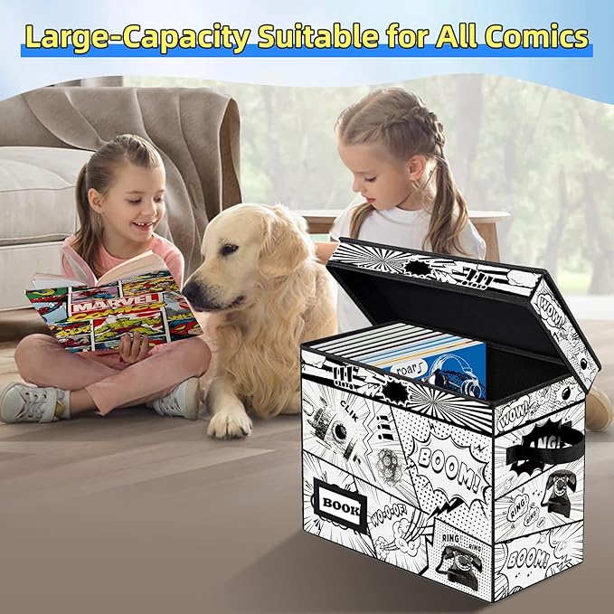 10 Pack Collection Comic Book Storage Boxes, Protector Organizer 15.8" X 7.8" X 11.8" Collapsible Short Box Holds 160-180 Comic Book Heavy Duty Bin Container Holder Shelf