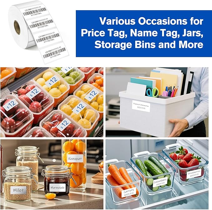 L LIKED 2" x 1" Blank Removable Labels with No Residue, Water and Oil Resistant, Use for Both Home and Office (1 Roll, 1300 Labels)