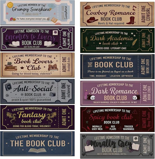 120PCS Vintage Ticket Stub Bookmarks Set – Retro Aesthetic Cardstock Book Club Bookmarks for Book Lovers, Fantasy Dark Romance Reading Accessories, Funny Bookish Gifts for Adults