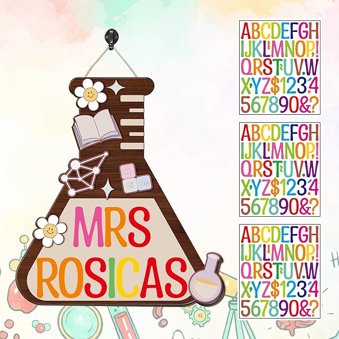 Custom Science Teacher Door Sign, Biology & Chemistry Bottle-Themed, Teacher Name Sign, Back to School Gift for Scientist Science Lover, STEM Lab Classroom Decor 12” Welcome School Supplies (Shaped)