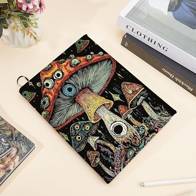 CRASPIRE Mushroom Book Cover Stretchy Book Sleeve Covers Rectangle Washable Reusable Large Nylon Cloth Protector Notebook Wraps Suitable for Hardcover Paperback Office Textbook