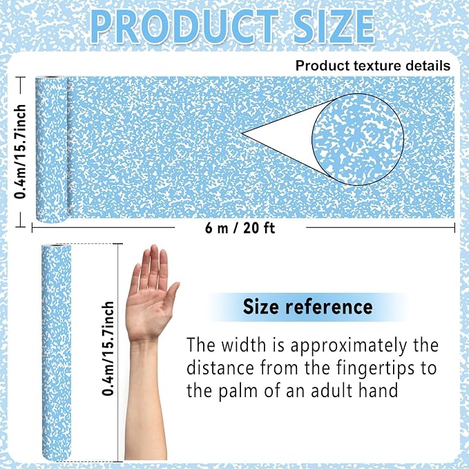 Blue Composition Bulletin Board Roll Reusable Waterproof Erasable Composition Notebook Non-Woven Fabric Bulletin Board Roll Blue and White Background Poster for Classroom Decor Wrap Craft 15.7" x 20ft