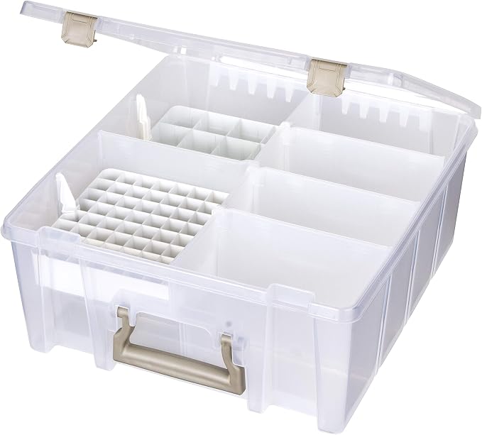 ArtBin 6993SP Super Satchel Double Deep with Papercrafting Accessory Tray, Clear, 1 Satchel & 1 Tray