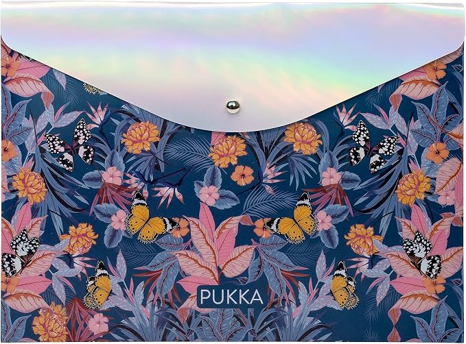 Pukka Pad Bloom A4 Stud Wallets – File Storage Folder – 12.6 x 9.25in – Pack of 3 Assorted Floral Designs