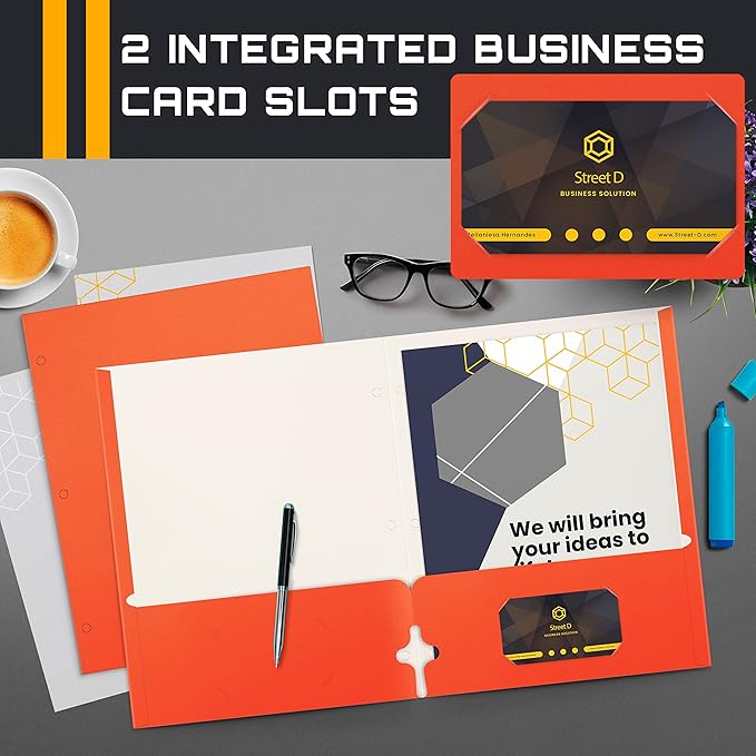 Better Office Products Two Pocket Portfolio Folders, 50-Pack, Orange, Letter Size Paper Folders, 50 Pieces, Orange