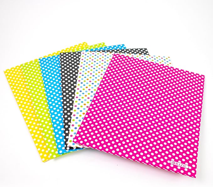 BAZIC Products 2 Pocket Paper Folder, Letter Size Document Organizer for School, Office, Business Use, Polka Dot Design Portfolio Folder for Homework, Reports & Forms, Assorted Colors, 48-Pack