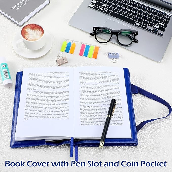 Motipuns Double Alcoholics AA Big Book Cover for 12 Steps & 12 Traditions Double AA Book Cover with Medallion Holder Pen Clip Alcoholics Gifts for Serenity Prayer(Blue)