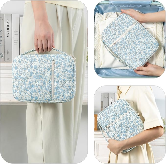 Quilted Bible Cover Case for Women, Large Bible's Bag with Pockets & Handle, Bible Carrying Case Organizer for Bible Study Supplies, Christian Gifts, Fits Large & Small Bibles