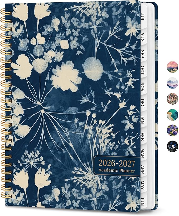 Planner 2026-2027, Monthly and Weekly Academic Planner July 2026 - June 2027, Hardcover Student Teacher Planning Agenda Calendar Book with Tabs, Perfect for Office School Supplies, A4 (8.5" x 11") - Rustic Bloom