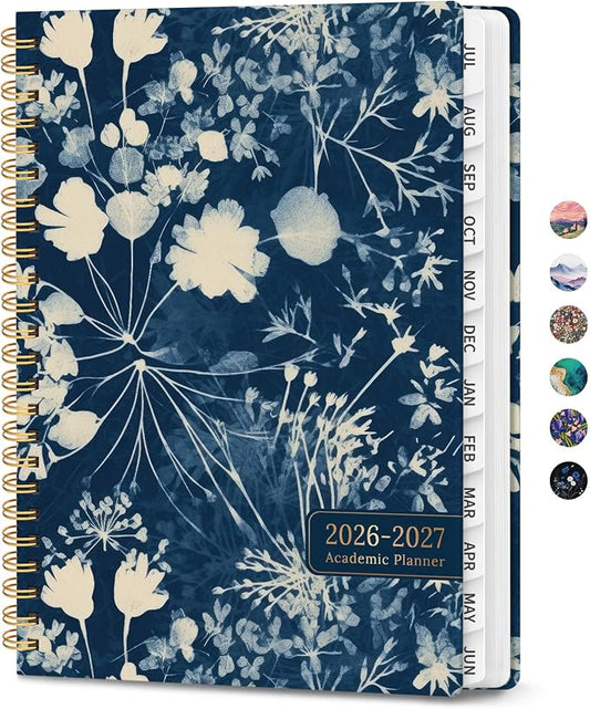 Planner 2026-2027, Monthly and Weekly Academic Planner July 2026 - June 2027, Hardcover Student Teacher Planning Agenda Calendar Book with Tabs, Perfect for Office School Supplies, A4 (8.5" x 11") - Rustic Bloom
