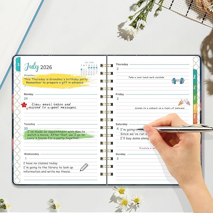 Planner 2026-2027 - Academic Planner 2026-2027, July 2026 - June 2027, 6.5" x 8.5", 26-27 Planner Weekly and Monthly with Colorful Tabs, Back Pocket + Thick Paper