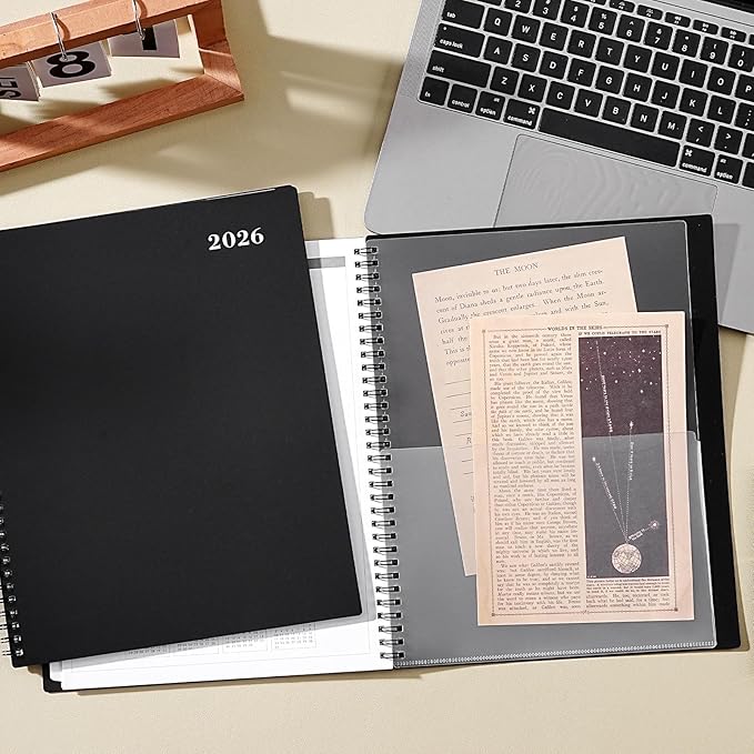 2026 Monthly Planner - Jan 2026 - Dec 2026 Planner/Calendar,12 Monthly Planner with Contacts & Passwords, 8.5" x 11" Planners 2026, Colorful Tabs, Thick Paper, Black