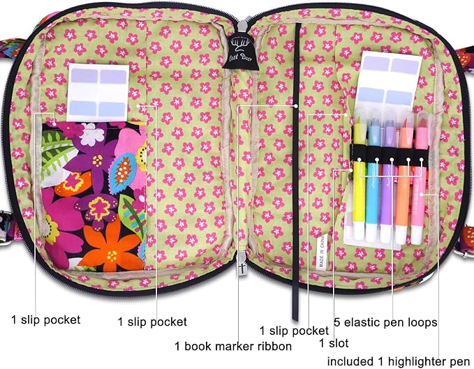 Bible Cover for Women with Adjustable Straps, Large Study Bible Carrying Case Bag with Zip Pocket, 10x7x2.7 Inches