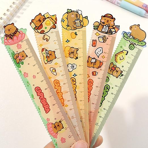 5 Pcs Cute Cartoon Rulers 15cm Straight Ruler Acrylic Capybara Cartoon Small Rulers Centimeter Measuring Ruler Journal Ruler Women Girls Boys (Capybara)
