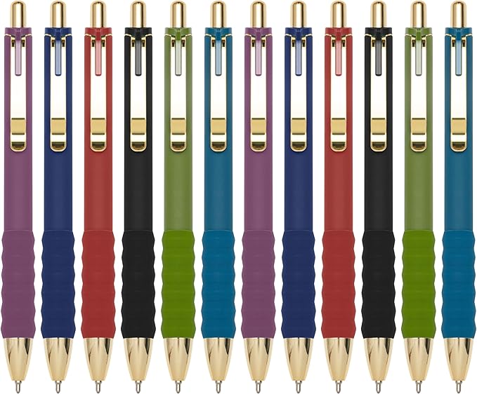 Aisibeiger Ballpoint Pens Black Ink Ball Point Pen with Super Soft Grip Medium Point 1.0mm for Office (Vintage 12-count)
