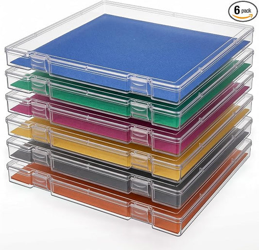 6 Pack 12x12 Scrapbook Paper Storage, Stackable Paper Storage Containers Plastic File Storage Organizer for Paper File, Photo, Art Craft Supply, Office Supply organization, Inner Size 12.2x12.2x0.85in