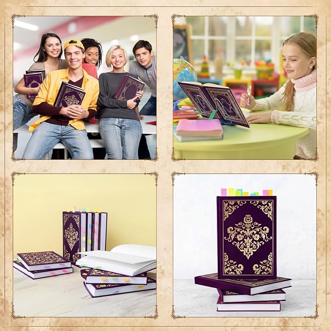 Gilprop 6 Pack Vintage Book Cover 9 x 11 in Jumbo Stretchable Book Cover for Most Hardcover Fabric Reusable Washable Protective Covers for Textbooks(Vintage Purple)