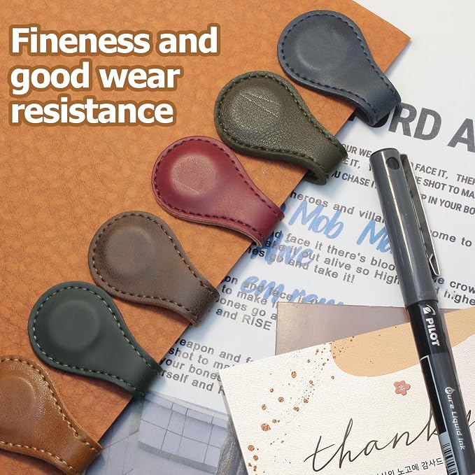 Jiozermi 1 Pcs Brown Magnetic Bookmarks, Double-Sided Magnetic Bookmark Clips Leather Magnetic Bookmarks for Women Book Lover Readers Kids Teacher Student