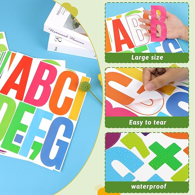 240Pcs 5 Inch Bulletin Board Letters Large Letter Stickers Colorful Vinyl Alphabet Stickers Numbers and ABC Cutouts Letters for Post Board Chalkboard Crafts Classroom Decoration (Colorful, 5 Inch)
