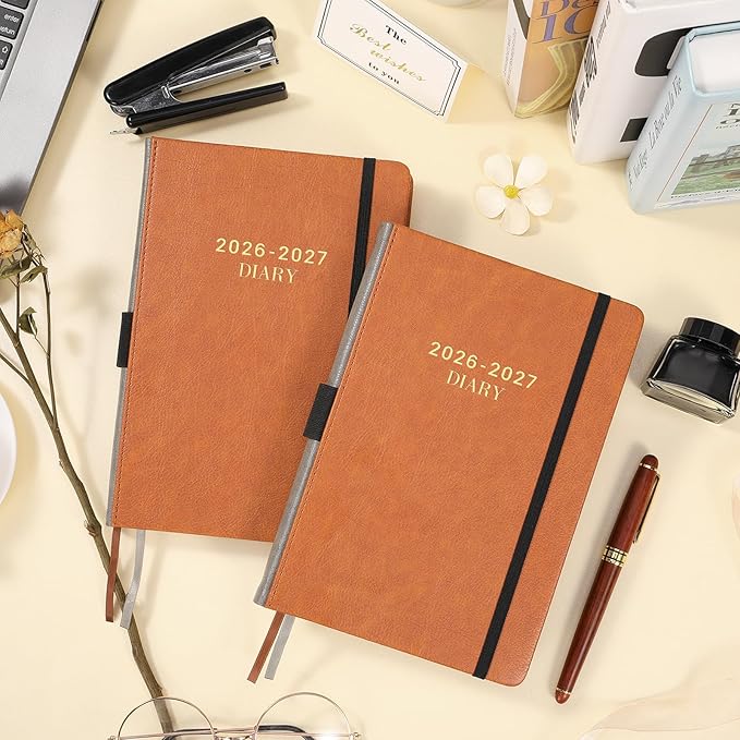 2026-2027 Diary - Daily Planner 2026-2027, July 2026 - June 2027 Appointment Book, 5.75" x 8.5", Hourly Planner with Tabs/Pen Loop/Bookmarks