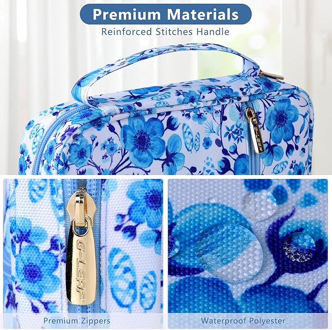 G-LEAF Bible Cover Case/Book Cover, Bible Case for Women Girls, Bible Cover Bags Floral Pattern With Handle Fits for Standard Size Bible, 9.5x6.7x2.5 In