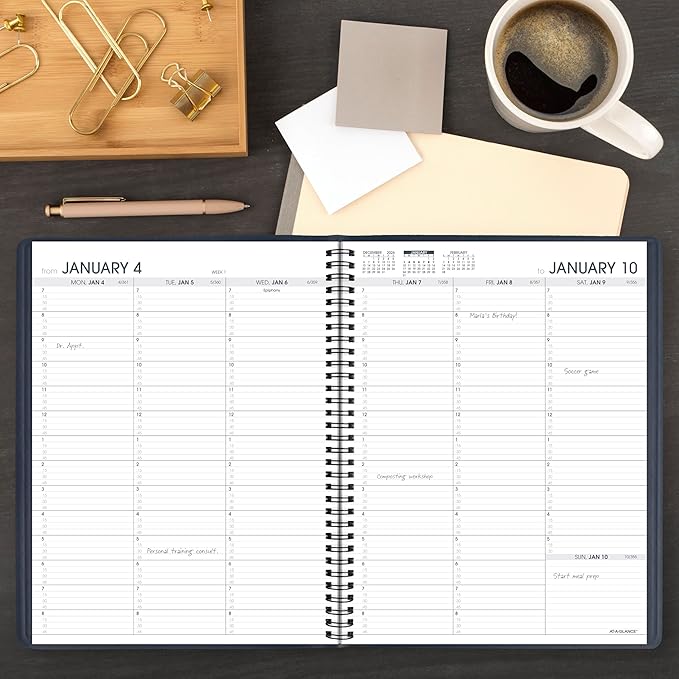 AT-A-GLANCE 2027 Appointment Book Planner, Weekly, 13-Month Jan-Jan, 8.25" x 11", Navy (709502027)