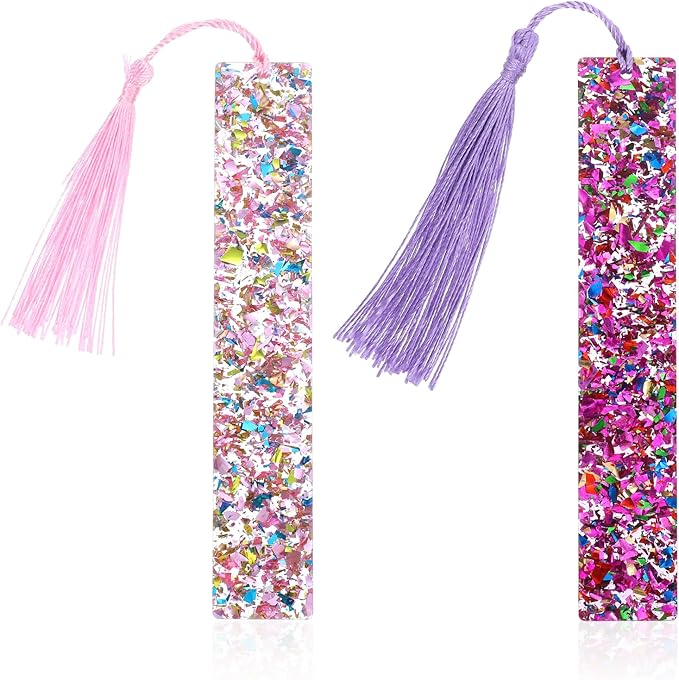 2Pcs Funny Bookmarks,Glittering Book Marks for Reading,Elegant Bookmark for Women with Tassels Book Lovers Gifts