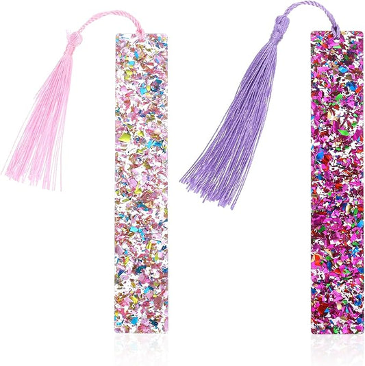 2Pcs Funny Bookmarks,Glittering Book Marks for Reading,Elegant Bookmark for Women with Tassels Book Lovers Gifts