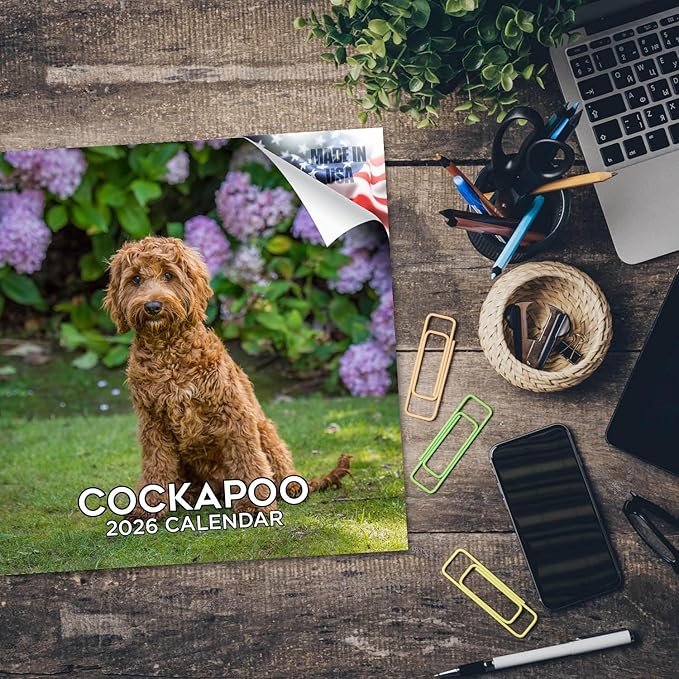 Cockapoo Calendar 2026 by MegaCalendars – Monthly Dog Breed Wall Calendar, Made in USA