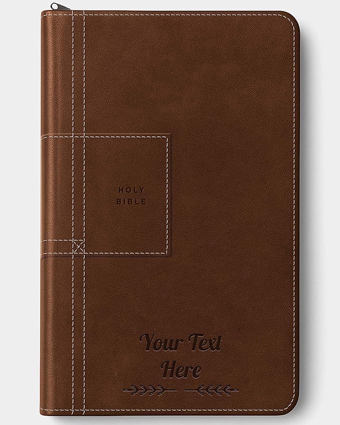 Personalized NLT Bible with Engraved Name, Atlas Rustic Brown Thinline Reference Zipper Edition, Faux Leather, New Living Translation