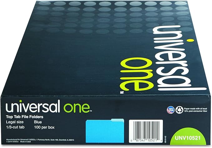 Universal One Bright Top Tab Classification Folder, Blue/Light Blue (10521)