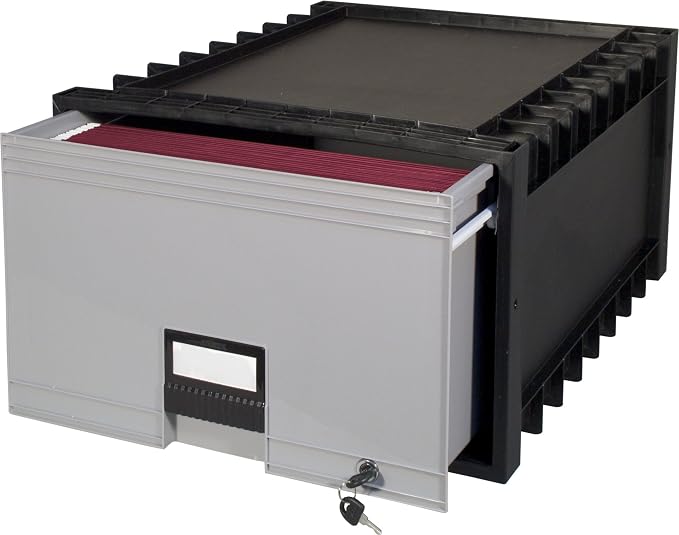 Storex 24-Inch Archive Locking Storage Box for Legal Size Files, Black/Grey (61155U01C)