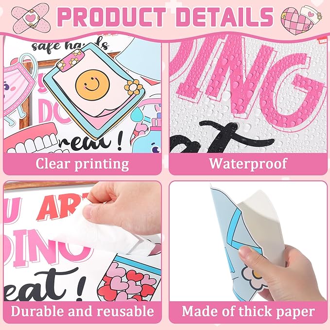 Nurse Bulletin Board Decorations Set Health Inspirational Bookshelf Classroom Decoration Back to School Bulletin Board Positive Nursing Paper Cutout for Nurse Day Hospital Clinic Medical RN Wall Decor