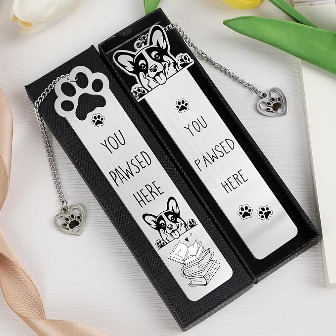 Corgi Bookmark Funny Dog Gift - Shejdgart 2PCS Funny Bookmark for Corgi Lovers Unique Dog Mom Book Mark Birthday Gifts for Puppy Lovers Bookworm Booknerd Women Friends Pet Owners Coworker