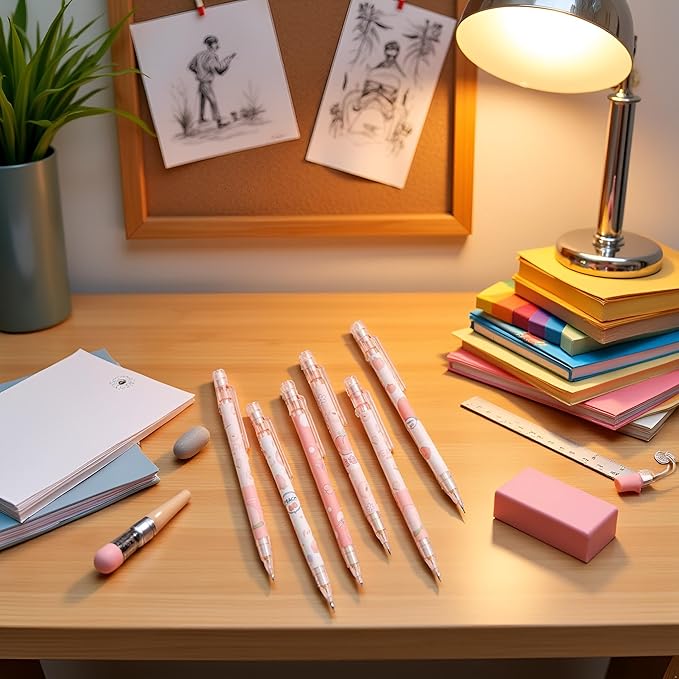 1 Pc Pink Mechanical Pencil 0.5mm Pencil Refill Automatic Pencils Cute Peach Press Automatic Cute Mechanical Pencil Stationery School Office Supplies Office Products Writing and Correction Supplies