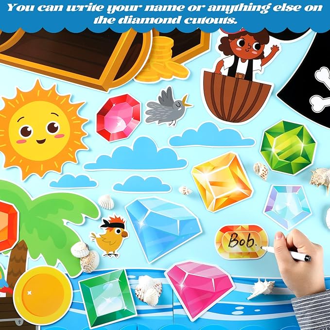 Summer Ocean Bulletin Board Decorations Set Our Class is a Treasure Classroom Paper Cutouts Back to School Pirate Diamond Treasure Bulletin Board Decor for School Door Chalkboard Wall