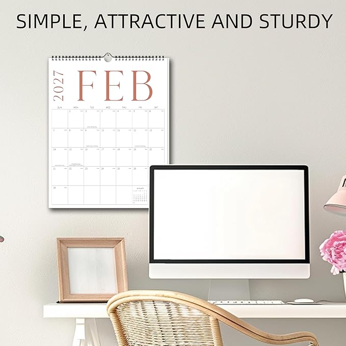 Aesthetic Wall Calendar 2026, 18 Monthly Vertical Calendar January 2026 to June 2027, 14.5" x 10.5" Modern Wall Hanging Calendar for School, Home, Office for Monthly Organizing & Planning
