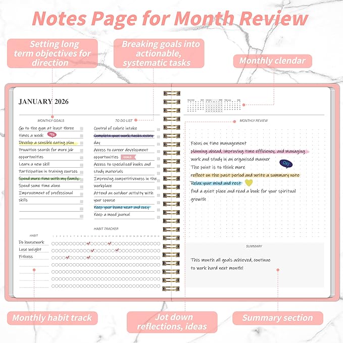 Monthly Planner 2026-2027, Jan 2026 - Dec 2027, 2 Year Calendar 2026-2027 Monthly Planner, 7.5" x 10", 24 month Calendar With Goals To Do List, Habit Tracker Suitable for Schools & Offices & Home