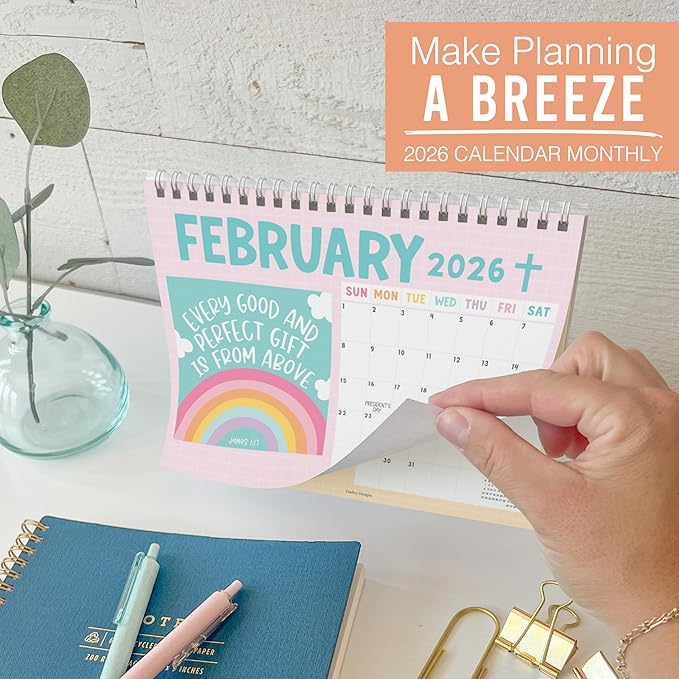 Small Desk Calendar 2026-18-Month 2026 Desk Calendar Small for Home, Office & Classroom, Standing Flip Desks Calendars 2026-2027, Teacher Appreciation Gifts, Graduation Gifts